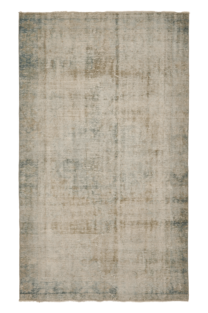 Vintage Manisa Turkish Area Rug 4x8 ft — Beige & Gray Distressed
