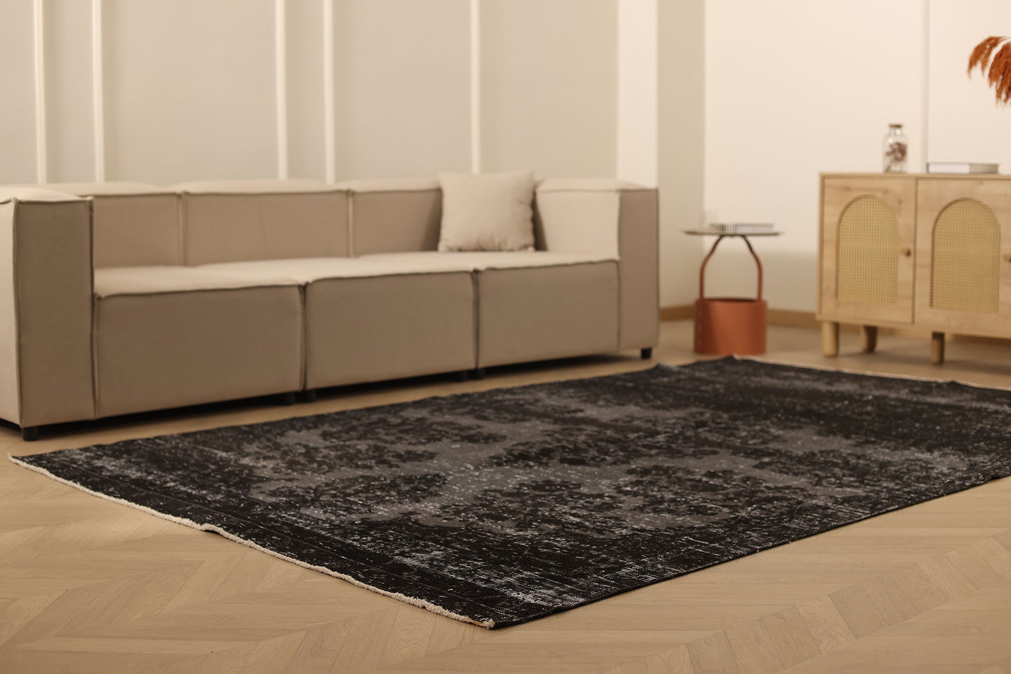 Vintage Isparta Turkish Area Rug 6x10 ft — Gray Overdyed