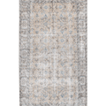 Hand-woven 3x7 ft vintage Isparta rug in burnt orange and neutral tones with intricate floral patterns and wool-cotton blend.
