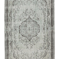 Vintage Manisa Turkish Area Rug 5x9 ft — Gray & Brown Floral