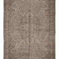 Vintage Isparta Turkish Area Rug 5x8 ft — Beige & Brown Floral (No. 53379)