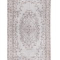 Hand-woven 3x6 ft vintage Isparta Turkish rug in overdyed gray wool and cotton with intricate floral patterns.
