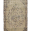 Vintage Manisa Turkish Area Rug 5x9 ft — Green & Gray Floral