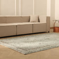 Vintage Manisa Turkish Area Rug 5x8 ft — Gray & Beige Floral (No. 53408)