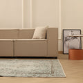 Vintage Manisa Turkish Area Rug 5x8 ft — Gray & Beige Floral (No. 53408)