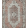 Vintage Isparta Turkish Area Rug 5x9 ft — Pink & Gray Geometric