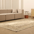 Vintage Isparta Turkish Area Rug 5x9 ft — Beige & Brown Floral (No. 53873)