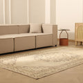 Vintage Manisa Turkish Area Rug 5x9 ft — Beige & Gray Floral