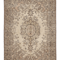 Vintage Isparta Turkish Area Rug 5x8 ft — Beige & Brown Floral (No. 53877)