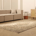 Vintage Isparta Turkish Area Rug 5x8 ft — Beige & Brown Floral (No. 53877)