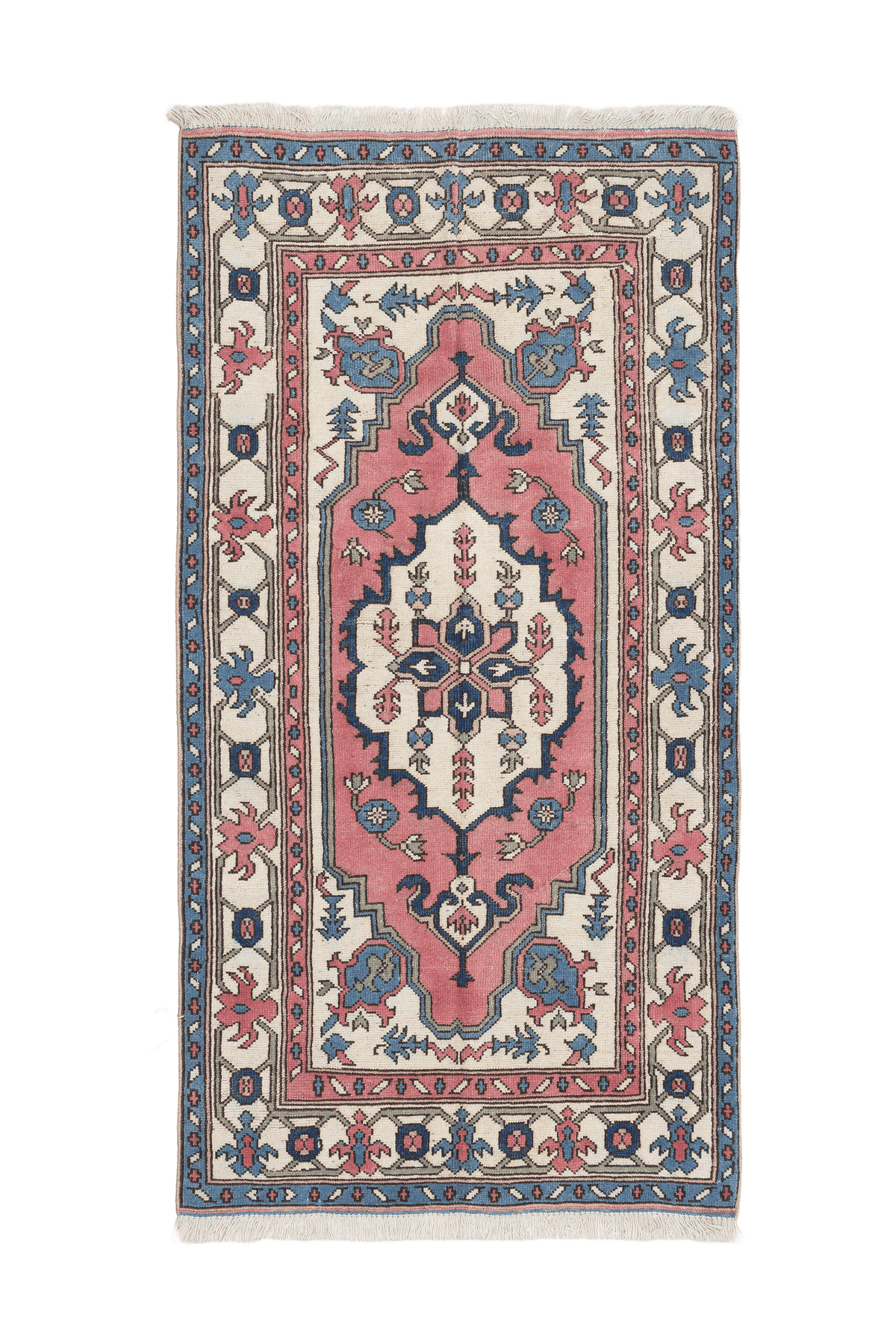 Vintage Niğde Turkish Area Rug 3x7 ft — Pink Floral
