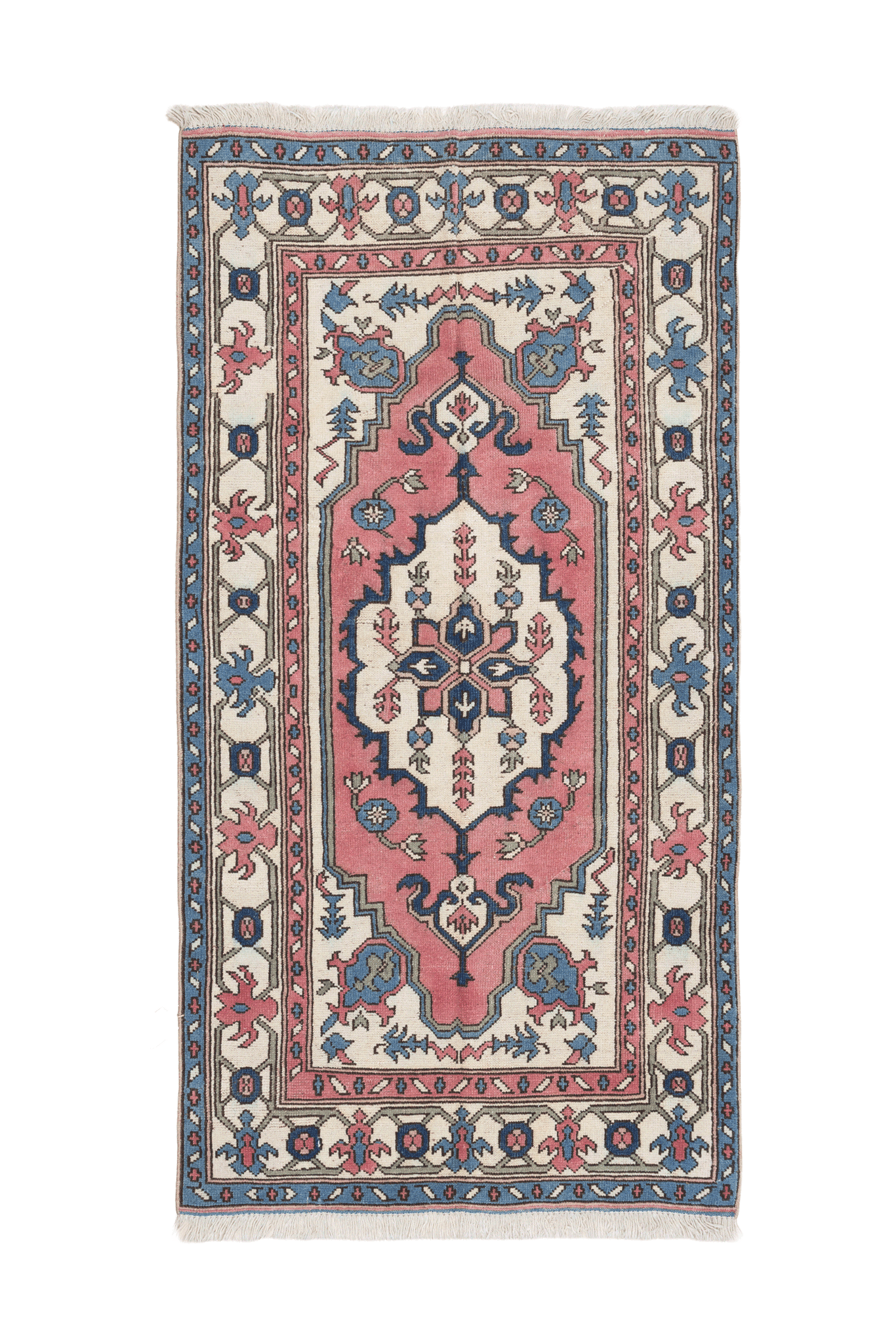 Vintage Niğde Turkish Area Rug 3x7 ft — Pink Floral