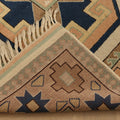 Vintage Muğla Turkish Area Rug 5x7 ft — Beige & Blue Geometric