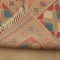 Vintage Turkish Area Rug 5x7 ft — Pink & Blue Geometric