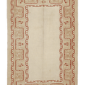 Vintage Muğla Turkish Area Rug 5x7 ft — Beige & Red Geometric