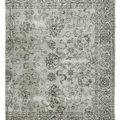 Vintage Isparta Turkish Area Rug 5x6 ft — Green & Blue Floral
