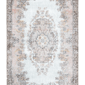 Vintage 3x6 ft Isparta Turkish rug in brown and gray with intricate floral patterns and a wool-cotton blend.