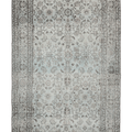 Vintage Isparta Turkish Area Rug 5x9 ft — Gray & Blue Floral