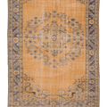 Vintage Manisa Turkish Area Rug 6x7 ft — Orange & Blue Floral (No. 53902)