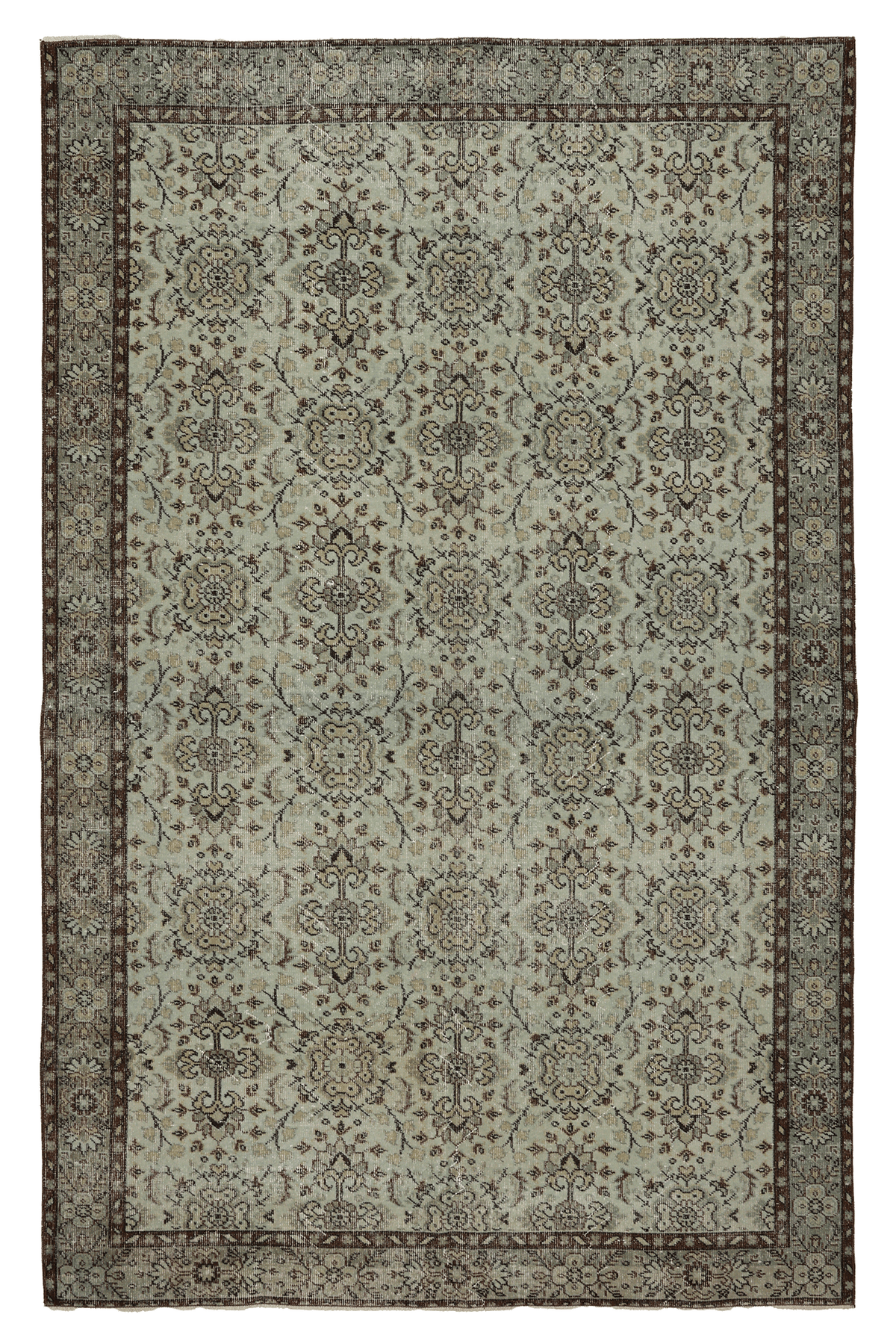 Vintage Isparta Turkish Area Rug 6x9 ft — Gray & Brown maximalist