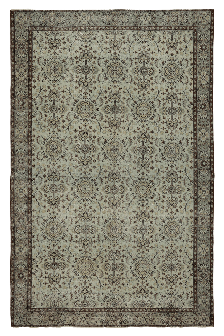 Vintage Isparta Turkish Area Rug 6x9 ft — Gray & Brown maximalist