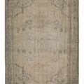 Vintage Manisa Turkish Area Rug 6x9 ft — Beige & Gray Floral (No. 53908)