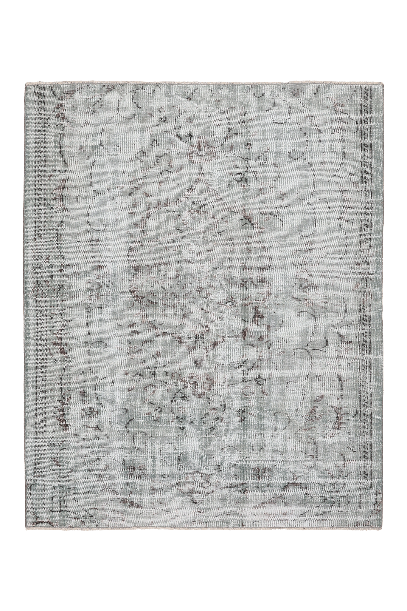 Vintage Manisa Turkish Area Rug 4x6 ft — Gray Distressed