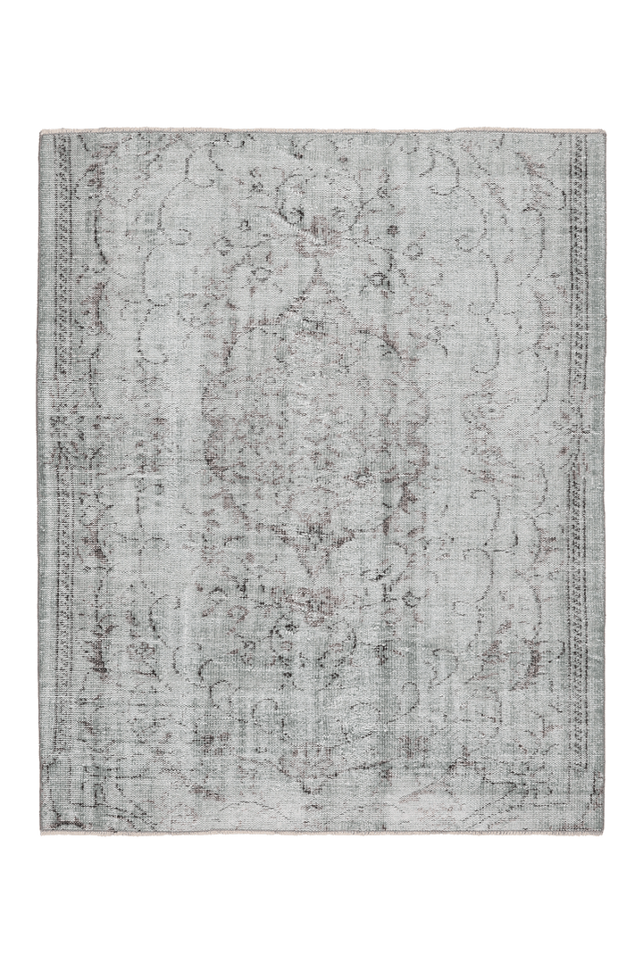 Vintage Manisa Turkish Area Rug 4x6 ft — Gray Distressed