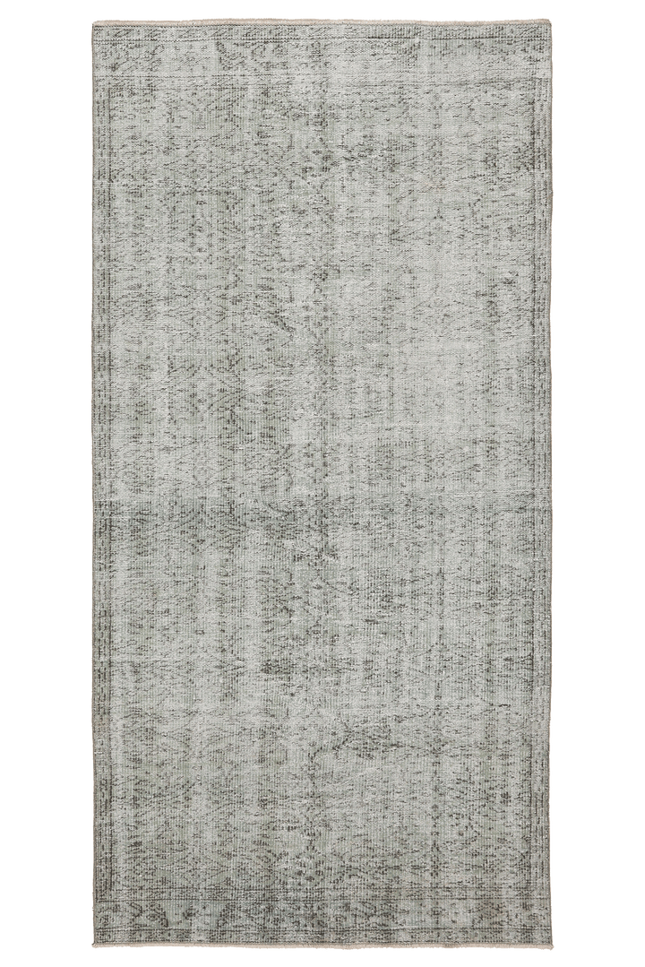 Vintage Manisa Turkish Area Rug 4x8 ft — Gray Distressed
