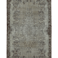 Vintage Isparta Turkish Area Rug 5x7 ft — Gray & Brown Floral