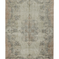 Vintage Isparta Turkish Area Rug 5x8 ft — Beige & Gray Floral (No. 53918)