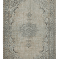 Vintage Isparta Turkish Area Rug 6x10 ft — Beige & Gray Floral (No. 53919)
