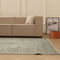 Vintage Isparta Turkish Area Rug 6x10 ft — Beige & Gray Floral (No. 53919)