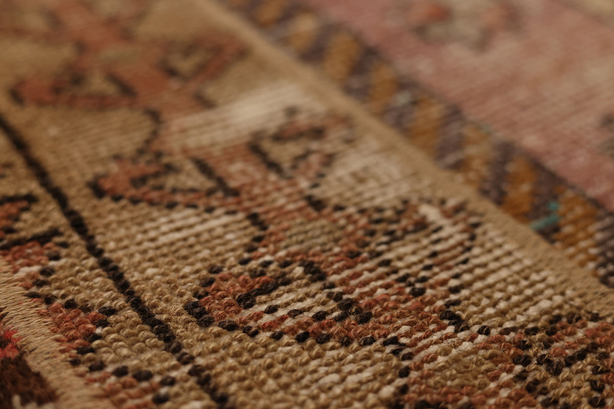 Vintage Malatya Turkish Runner Rug 2x8 ft — Beige & Brown Patchwork