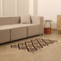 Vintage Isparta Turkish Runner Rug 3x4 ft — Beige & Brown Geometric