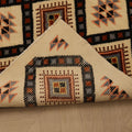 Vintage Isparta Turkish Runner Rug 3x4 ft — Beige & Brown Geometric