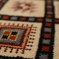 Vintage Isparta Turkish Runner Rug 3x4 ft — Beige & Brown Geometric