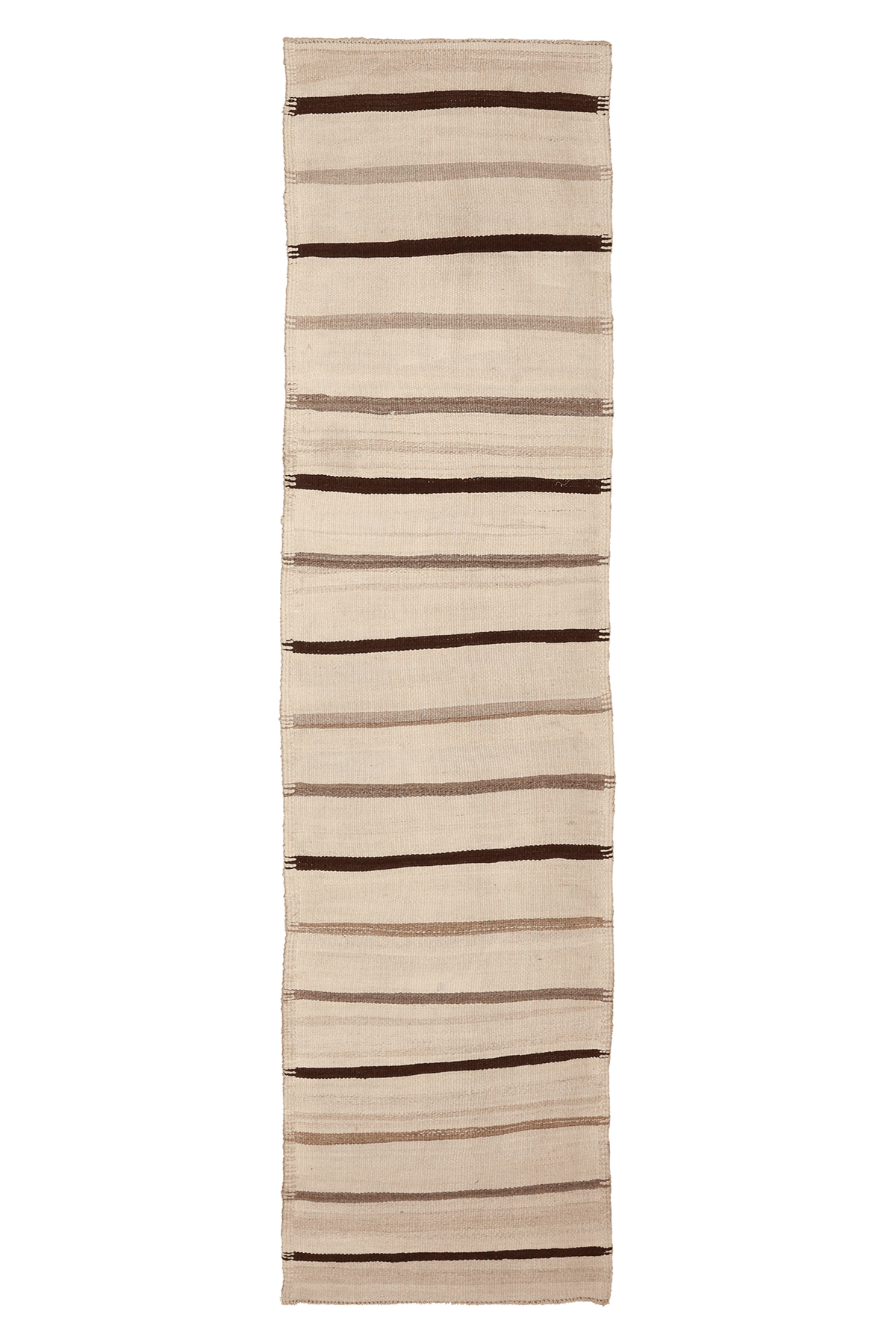 Vintage Konya Turkish Runner Rug 2x11 ft — Beige & Brown Stripped