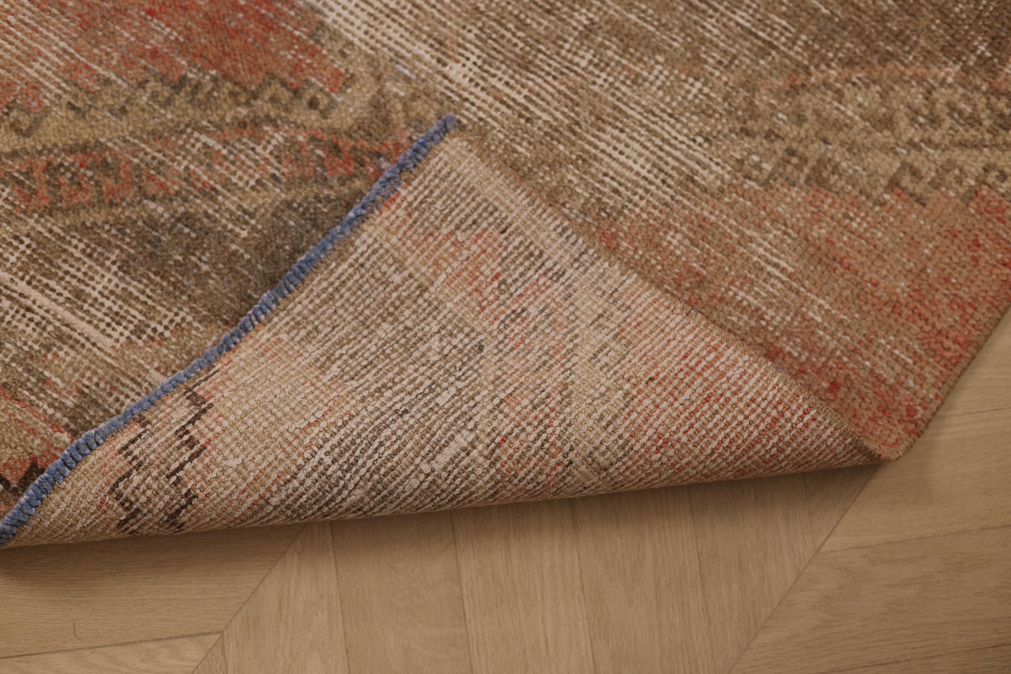 Vintage Malatya Turkish Runner Rug 2x4 ft — Brown & Pink Geometric
