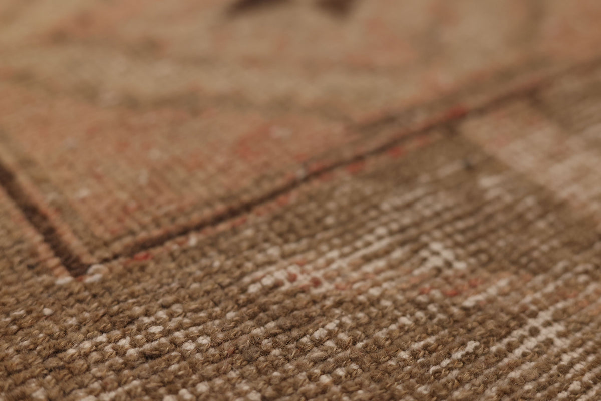 Vintage Malatya Turkish Runner Rug 2x4 ft — Brown & Pink Geometric