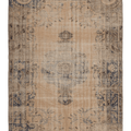 Vintage Manisa Turkish Area Rug 6x9 ft — Beige & Blue Floral (No. 55176)