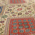 Vintage Kayseri Turkish Area Rug 6x9 ft — Beige & Red Geometric