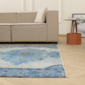 Vintage Manisa Turkish Area Rug 6x7 ft — Blue Floral