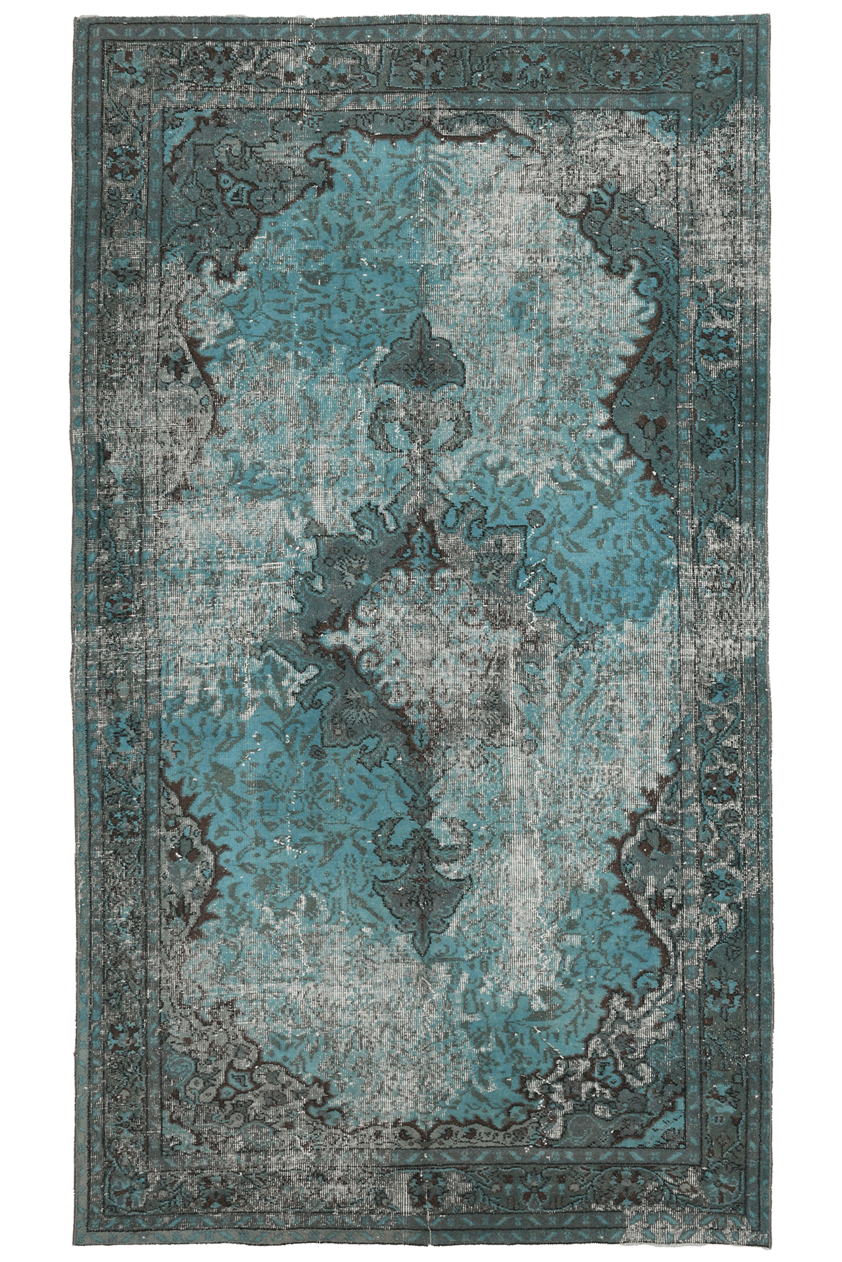 Vintage Isparta Turkish Area Rug 5x9 ft — Blue Floral