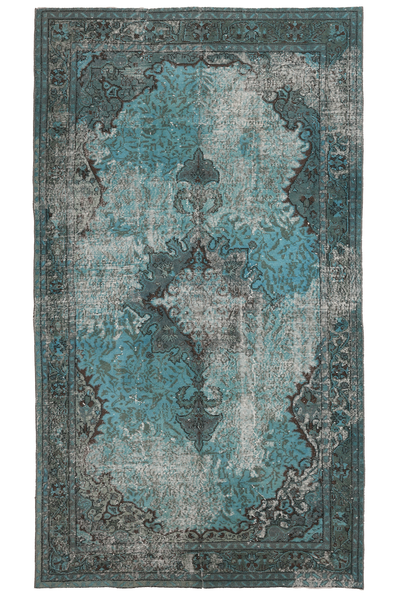 Vintage Isparta Turkish Area Rug 5x9 ft — Blue Floral