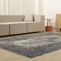 Vintage Isparta Turkish Area Rug 5x9 ft — Gray Floral (No. 55185)