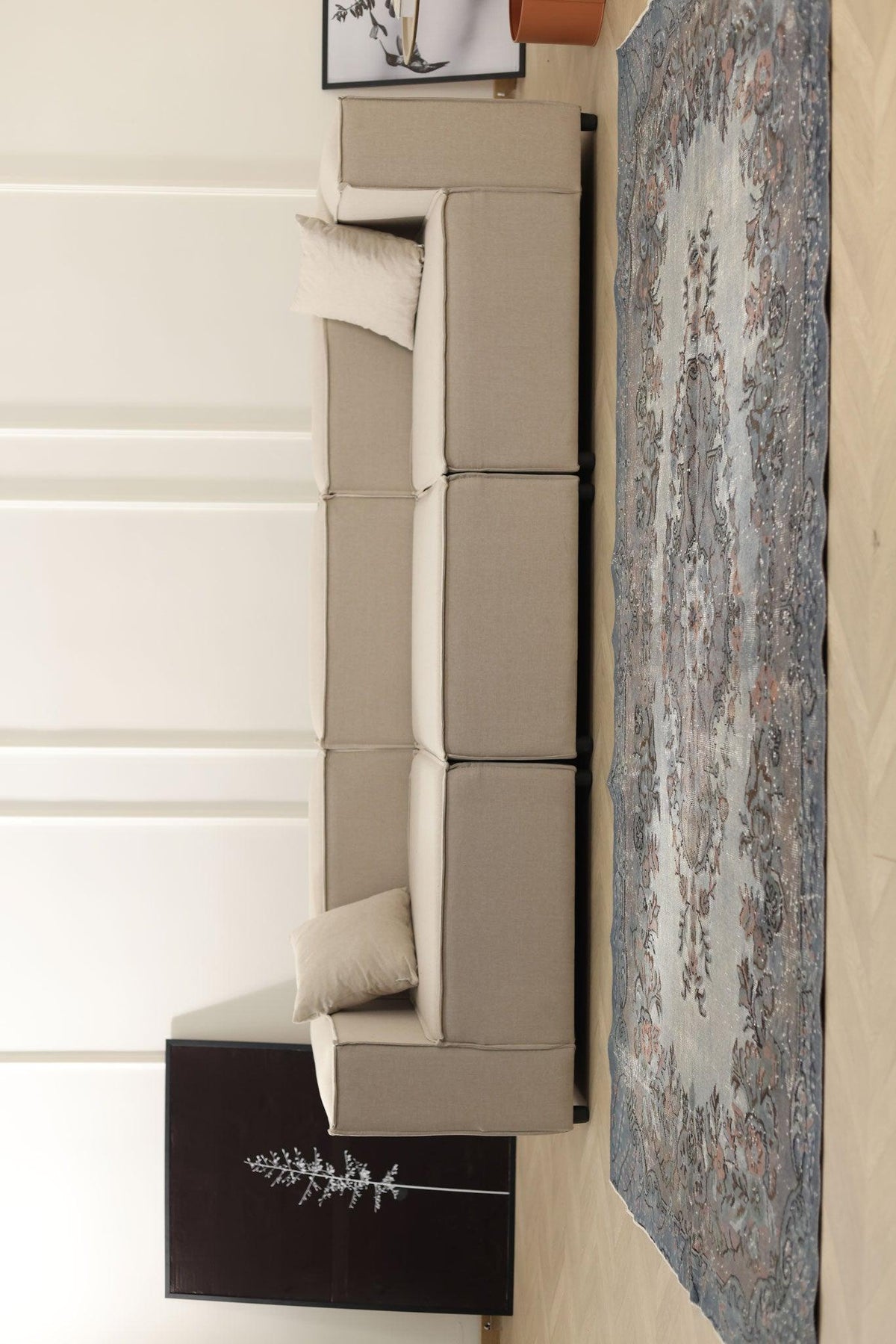 Vintage Isparta Turkish Area Rug 5x9 ft — Gray Floral (No. 55185)