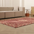 Vintage Isparta Turkish Area Rug 5x8 ft — Red & Beige Floral (No. 55196)