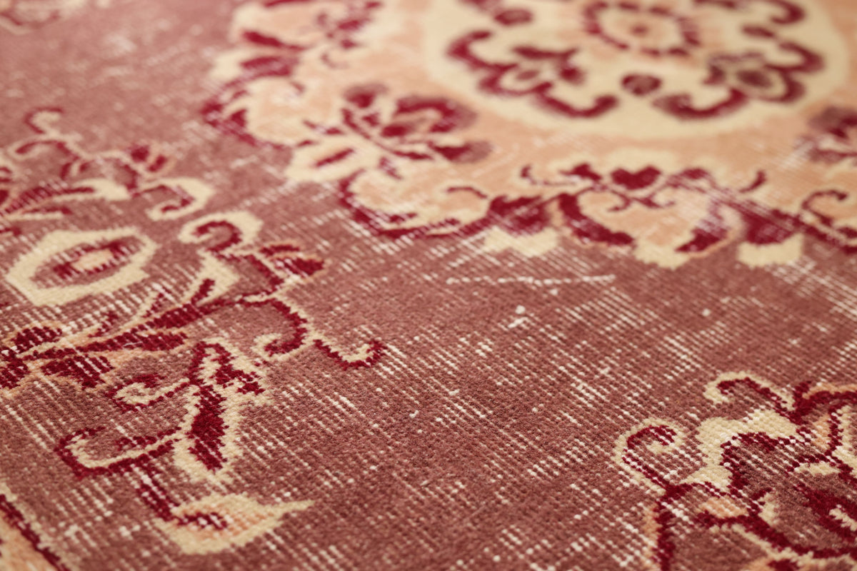 Vintage Isparta Turkish Area Rug 5x8 ft — Red & Beige Floral (No. 55196)