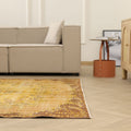 Vintage Isparta Turkish Area Rug 5x8 ft — Yellow Floral